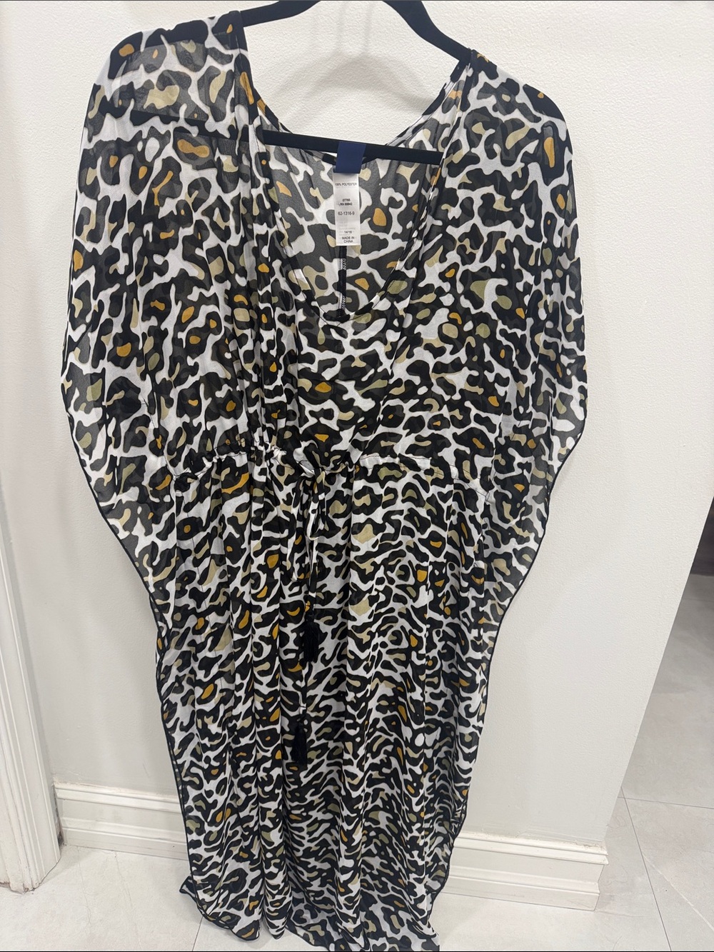Leopard Print Kaftan with Gold Accents